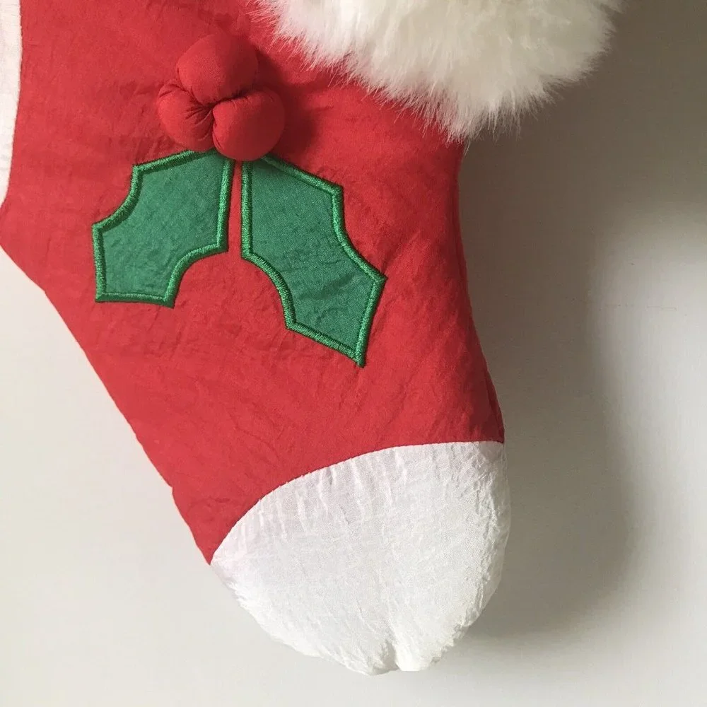 Plush red stocking‎ white cat Christmas kitty Santa hat 17”